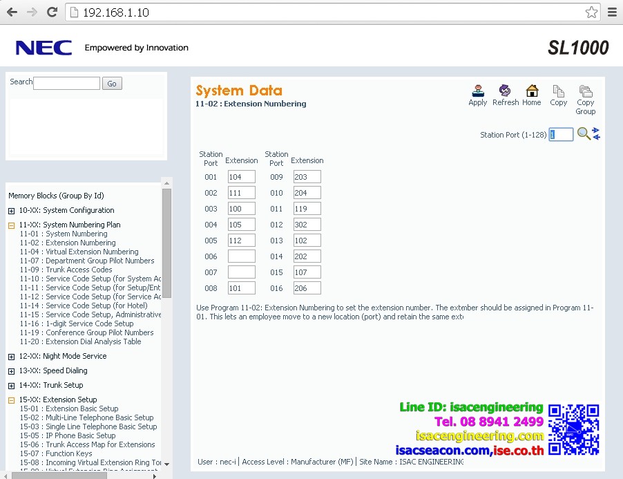 NEC_SL1000_Extension_numbering_11_02_isacengineering