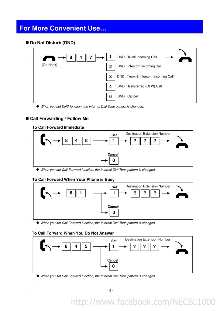 nec_sl1000_call forwarding